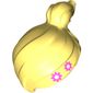 Hair Ponytail Off-center with Flowers Print