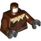 Torso Tunic, Tan Straw at Neck, Dark Brown Patches, Dark Tan Rope Belt Print (Scarecrow), Reddish Brown Arms with Dark Brown Patches, Black Hands