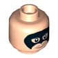 Minifig Head Alfred Pennyworth, Black Eye Mask, Dark Bluish Gray Thin Mustache Print [Hollow Stud]