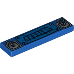 Tile 1 x 4 with Black Grille and Silver Attached Chains Print