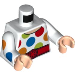 Torso Large Multi-Color Polka Dots, White Arms with Large Multi-Color Polka Dots Print, Light Nougat Hands