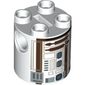 Brick Round 2 x 2 x 2 Robot Body, Axle Holder '+' Orientation with Dark Brown and Dark Orange Astromech Droid Print (R3-M2)