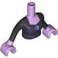 Minidoll Torso Woman with Black Bodice Top with Shiny Blue Eclipse and Dark Purple Lines Print, Lavender Arms with Hands with Black Sleeves Print (Eclipso)