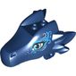 Creature Body Part, Dragon Head Upper Jaw with 2 Studs on Top and Medium Blue Eyes and Blue Swirls Print (Sapphire)