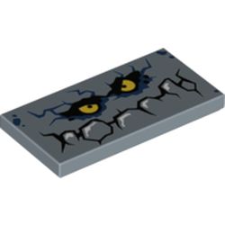Tile 2 x 4 - Rock Monster Face with Yellow Eyes Print - Nexo Knights