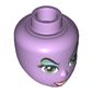 Minidoll Head with Sand Green Eyes and with Eye Shadow, Red Lips, Black Beauty Mark Print (Ursula)