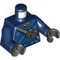 Torso Robe with Blue Edges and Belt, Dark Bluish Gray Shoulder Strap with Pouches Print, Dark Blue Arms, Black Hands