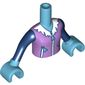 Minidoll Torso Girl with Medium Lavender Top with Zippers and Fur Print, Dark Blue Arms and Medium Azure Gloves Print