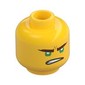 Minifig Head Lloyd, Reddish Brown Eyebrows, Green Eyes, Lopsided Open Mouth Grin / Gritted Teeth Print