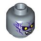 Minifig Head Harpy, Dual Sided, Female with Yellow Eyes, Lightning, Purple Lips, Fangs, Smile / Wink, Lopsided Smirk Print [Hollow Stud]