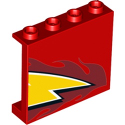 Panel 1 x 4 x 3 [Side Supports / Hollow Studs] with Lightning Bolt Print