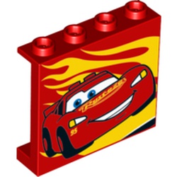 Panel 1 x 4 x 3 [Side Supports / Hollow Studs] with Lightning McQueen Print