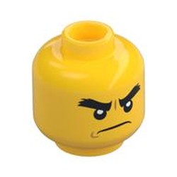 Minifig Head Cole, Bushy Eyebrows, Smile / Angry Print