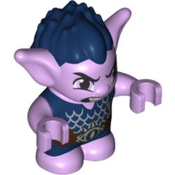 Goblin - Dark Blue Hair and Tunic - Brown Belt with Knife and Pouch (Tufflin with Open Mouth and Teeth) Print