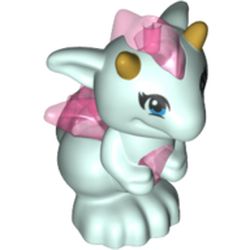 Creature, Dragon, Baby with Trans-Dark Pink Belly, Spines and Wings and Gold Horns Pattern (Lula)