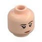 Minifig Head, Reddish Brown Eyebrows, Dark Orange Freckles and Lips, Slight Smile / Bared Teeth Angry Print