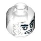 Minifig Head Captain Salazar, White Face with Gray Cracks and Spots, Bushy Black Eyebrows, White Eyes, Bared Teeth Print [Hollow Stud]