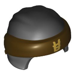 Head Wrap with Headband and Knot, Dark Brown Pattern and Gold Symbol Print