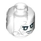 Minifig Head Officer Magda, White Face with Gray Cracks and Spots, Thin Black Eyebrows, White Eyes, Thin Frown Print [Hollow Stud]