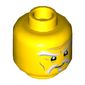 Minifig Head Sensei Wu (Master), White and Gray Stern Eyebrows and Goatee, Medium Nougat Wrinkles, Concerned Expression Print [Hollow Stud]