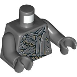 Torso Black Cracks, Straps, Scales and Cape Print, Dark Bluish Gray Arms and Hands