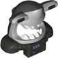 Mask Shark Head with Dark Bluish Gray Back, Extended Eyes, White Teeth, Pearl Titanium Shoulder Pads, and Front Battery Panel Print