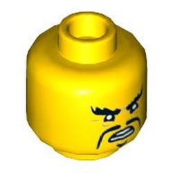Minifig Head Shark Army / Crusty / Mike, Angry Eyebrows, Long mustache Fu Manchu Print