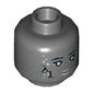 Minifig Head Silent Mary Masthead, Dual Sided, Black Cracks, Light Bluish Gray Spots and Lips, Neutral / Bared Teeth Angry Print [Hollow Stud]
