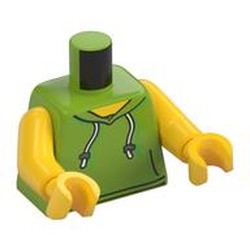 Torso Hoodie with White Drawstrings, and Front Pockets Print, Yellow Arms and Hands