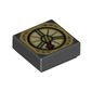 Tile 1 x 1 with Compass with Thin Dark Red Needle and Details Print