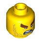 Minifig Head Shark Army, Reddish Brown Stubble and Bushy Eyebrows, Wrinkles, Open Mouth Scowl Print [Hollow Stud]