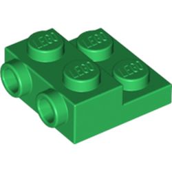 LEGO part 10099206 PLATE 2X2X2/3 W. 2. HOR. KNOB in Dark Green/ Green