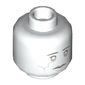 Minifig Head Stone Statue, Dual Sided, Light Bluish Gray Crack in Right Cheek, Neutral / Angry with Yellow Electricity in Eyes Print [Hollow Stud]