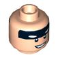 Minifig Head Batman, Black Stripe on Forehead, Squinted Eyes, Neutral / Grin Print