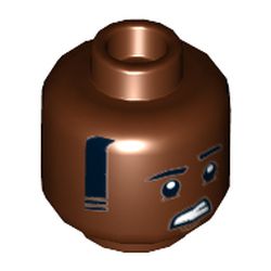 Minifig Head GCPD Officer, Eyebrows, Sideburns, Worried Print [Hollow Stud]