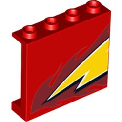 Panel 1 x 4 x 3 [Side Supports / Hollow Studs] with Lightning Bolt Print