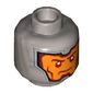 Minifig Head Royal Guard / Soldier, Dual Sided, Balaclava, Orange Face, Dark Red Eyebrows and Cheek Lines, Firm / Gritted Teeth Print [Hollow Stud]