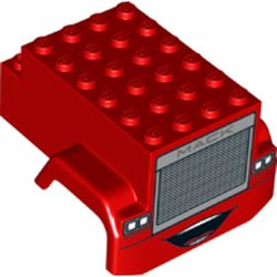 Vehicle Body, Truck Front 6 x 7 x 3 2/3 with Wheel Arches, 'MACK' on Silver Truck Grille, Headlights and Mouth Print