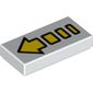 Tile 1 x 2 with Broken Arrow Long Yellow with Black Border Print