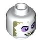 Minifig Head Beetlejuice, Dual Sided, Purple Eye Shadow, Dirt Around Face, Smile / Angry Print [Hollow Stud]