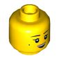 Minifig Head Nya, Eyebrows, Beauty Mark, Dark Tan Lips, Open Mouth Smile / Scowl Print