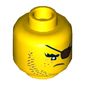 Minifig Head Shark Army, Beard Brown Stubble, Dark Brown Eyepatch, Freckles Print [Hollow Stud]