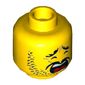Minifig Head Ham, Stubble, Eyebrows, Moustache, Scared Wide Open Mouth Print [Hollow Stud]