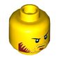 Minifig Head Shark Army / Maddox, Brown Beard, Goatee, Sideburns, Grim, Angry Eyes, Frown Print