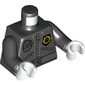 Torso Jacket with 3 Zippers, Minifig Head Police Badge, Radio and Belt Print, Black Arms, White Hands