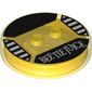 Function Brick Round 4 x 4 x 2/3 with 2 Studs and "Beetle Juice" Print