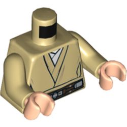 Torso Robe, Belt and White Undershirt Print (Obi-Wan), Tan Arms, Light Nougat Hands