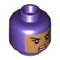 Minifig Head Batgirl, Dual Sided Balaclava with Medium Nougat Face, Beauty Mark, Winking Smile with Teeth / Angry Print [Hollow Stud]