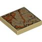 Tile 2 x 2 with Map (River, Mountains, Red 'X') Print