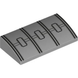 Slope Brick Curved 2 x 4 x 2/3 No Studs, with Bottom Tubes and Black Lines and 3 Hatches Print